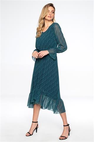 Sukienka midi z kobiecą falbaną 58095 - 216941