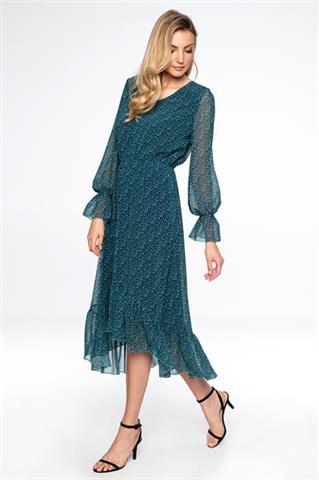 Sukienka midi z kobiecą falbaną 58095 - 216961