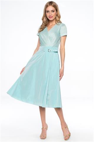 Wizytowa sukienka z łączonych tkanin 58132 - 219221