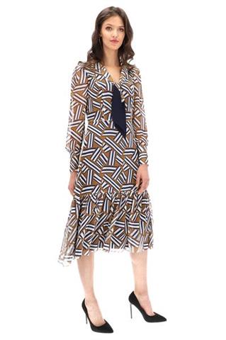 Sukienka midi w geometryczne wzory 58172 - 221581