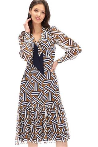 Sukienka midi w geometryczne wzory 58172 - 221601