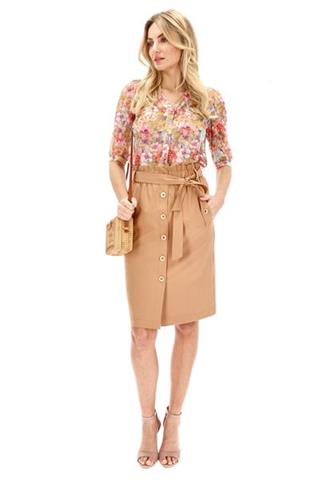 Spódnica z wysokim stanem i wiązaniem w talii 58184 - 222421