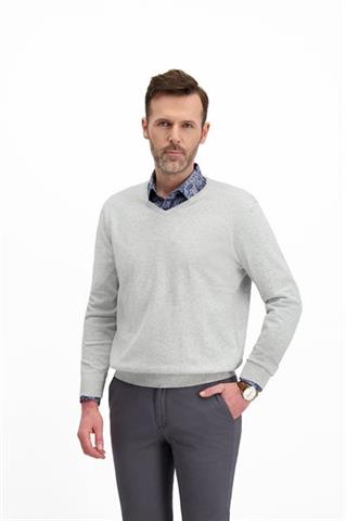 Szary melanżowy sweter V-neck 72665 - 238571