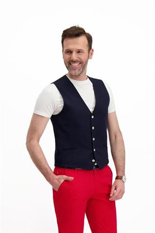 Granatowa kamizelka męska w kratkę 10131 - 238661