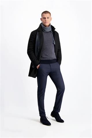 Granatowe spodnie w mikro wzór chinos 64561 - 238891