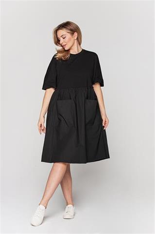 Luźna sukienka z łączonych tkanin 58209 - 241031