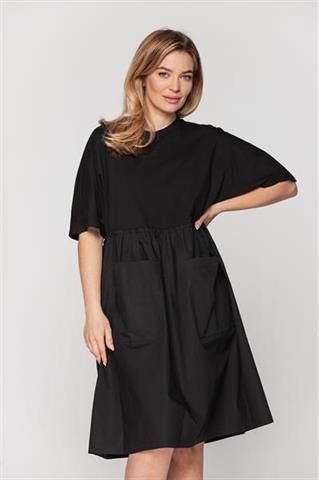 Luźna sukienka z łączonych tkanin 58209 - 241051