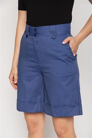 Granatowe szorty damskie z mankietami 58222 - 241611