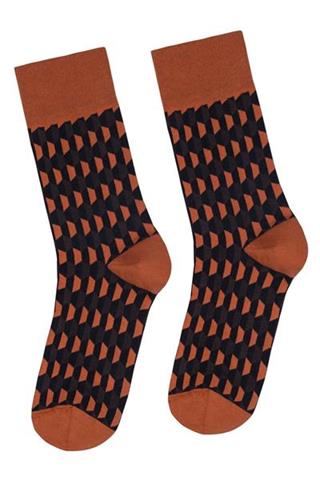 Pomarańczowe skarpety w geometryczny wzór 72850 - 24361