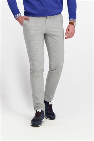 Szare spodnie w kratę męskie chinos 64158 - 245751