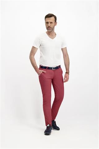 Czerwone spodnie męskie chino w mikro wzór 64149 - 248191