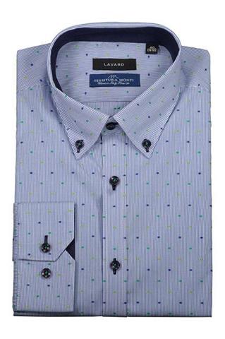 Niebieska koszula męska w mikrowzór 92508 - 269851