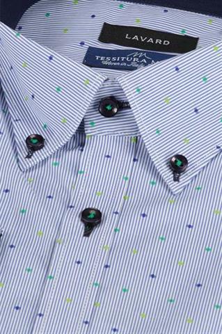 Niebieska koszula męska w mikrowzór 92508 - 269861