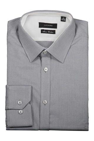 Szara koszula męska w mikrowzór 92599 - 270111