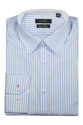 Elegancka koszula męska w błękitny prążek 92551 - 270191