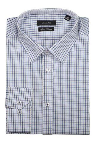 Koszula męska w drobną, niebieską kratkę 92943 - 270691