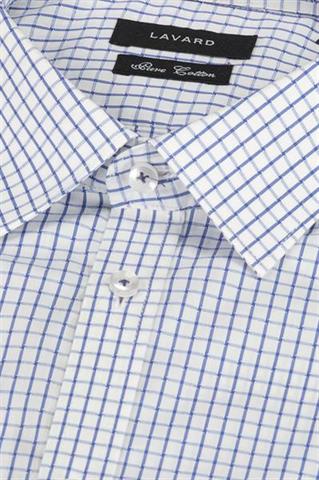 Koszula męska w drobną, niebieską kratkę 92943 - 270701