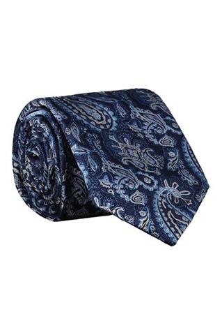 Niebieski krawat męski z motywem paisley 57385 - 273551