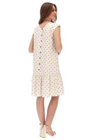 Lniana sukienka w groszki z falbanką 58248 - 274801