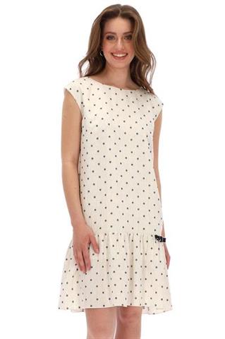 Lniana sukienka w groszki z falbanką 58248 - 274811