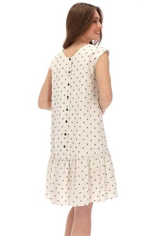 Lniana sukienka w groszki z falbanką 58248 - 274831