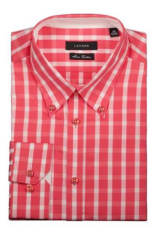 Koszula męska w różową kratkę 92112 - 282211