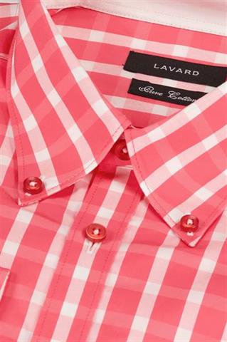 Koszula męska w różową kratkę 92112 - 282221