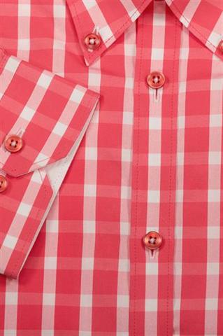 Koszula męska w różową kratkę 92112 - 282231