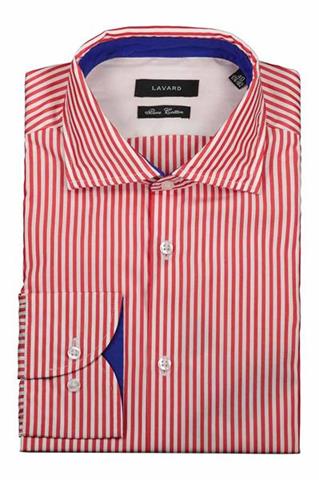 Koszula męska w czerwone prążki 91007 - 282311