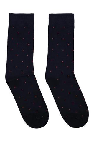 Granatowe skarpety męskie w małe kropki 73991 - 283441