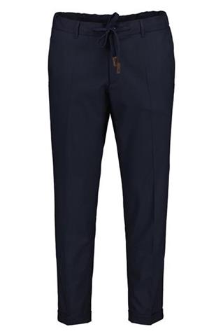 Granatowe spodnie męskie joggery z mankietami i kantem 64169 - 284031