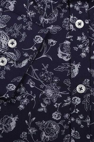 Granatowa koszula męska w kwiatowy wzór 93216 - 287351