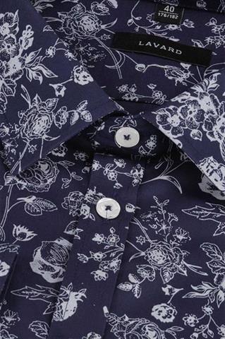 Granatowa koszula męska w kwiatowy wzór 93216 - 287361