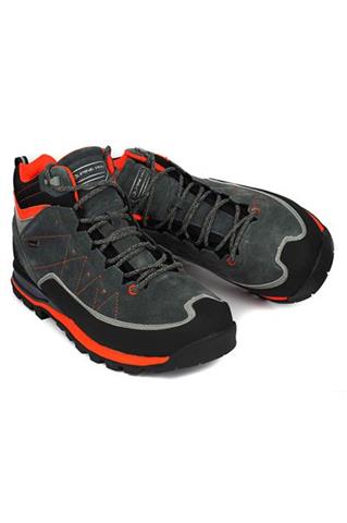 Szare buty outdoorowe męskie z czerwonymi elementami 58469 - 289401