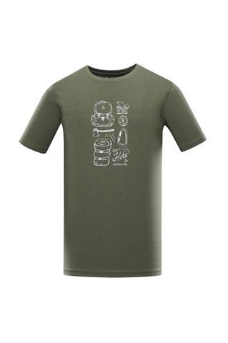 Oliwkowy t-shirt męski z nadrukiem 58366 - 298561