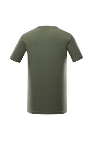 Oliwkowy t-shirt męski z nadrukiem 58366 - 298571