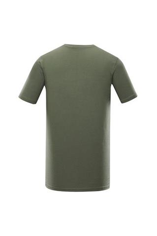 Oliwkowy t-shirt męski z nadrukiem 58367 - 298731