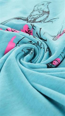 Turkusowy t-shirt dziecięcy z nadrukiem 58424 - 300421