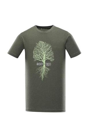 Oliwkowy t-shirt męski z nadrukiem 58381 - 301121