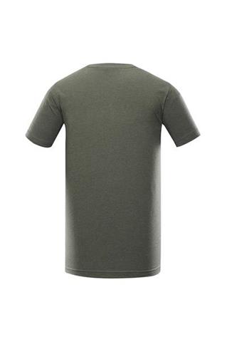 Oliwkowy t-shirt męski z nadrukiem 58381 - 301131