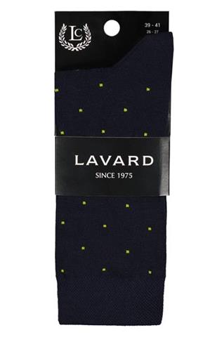 Granatowe skarpety męskie w żółte kropki 73989 - 304181