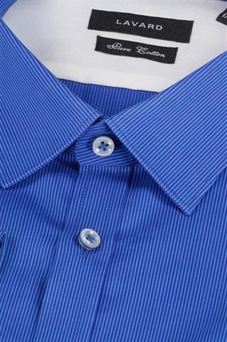 Niebieska koszula męska slim w delikatny prążek 92481 - 307431