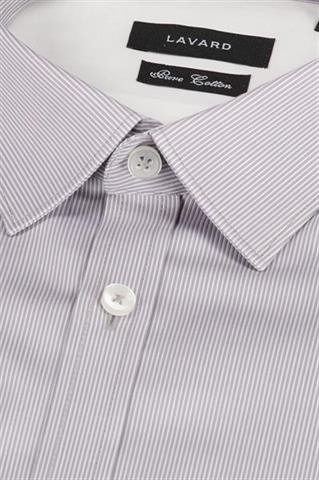 Szara koszula męska slim w delikatny prążek 92480 - 307581