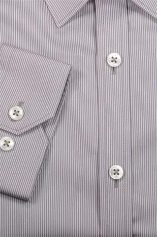 Szara koszula męska slim w delikatny prążek 92480 - 307591