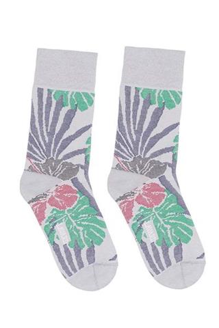 Szare skarpety w kolorowe kwiaty 72871 - 30841