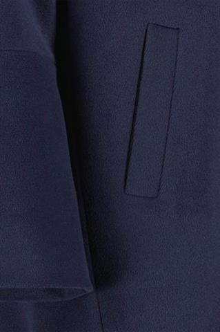 Granatowy płaszcz damski o pudełkowym kroju 85671 - 308551