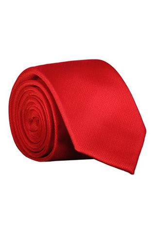 Jednolity krawat męski w odcieniu czerwieni 57414 - 312431