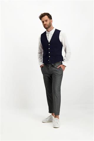 Granatowa kamizelka męska w kratkę 10131 - 314931