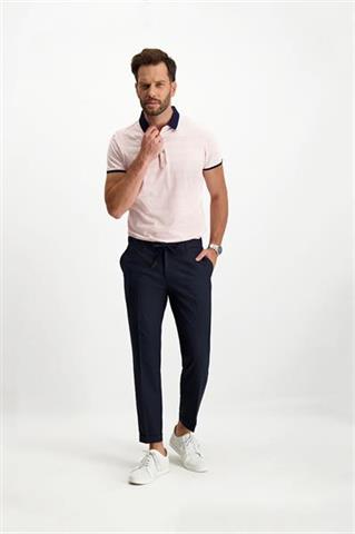 Granatowe spodnie męskie joggery z mankietami i kantem 64169 - 314981