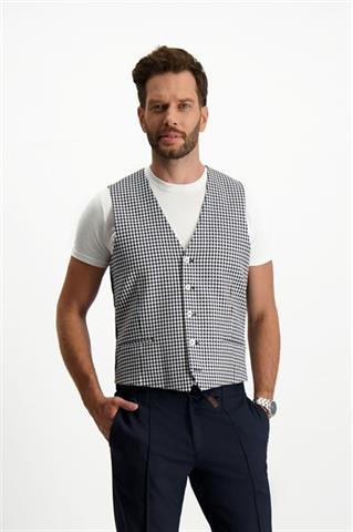 Niebieska kamizelka męska w kratkę 10132 - 315051